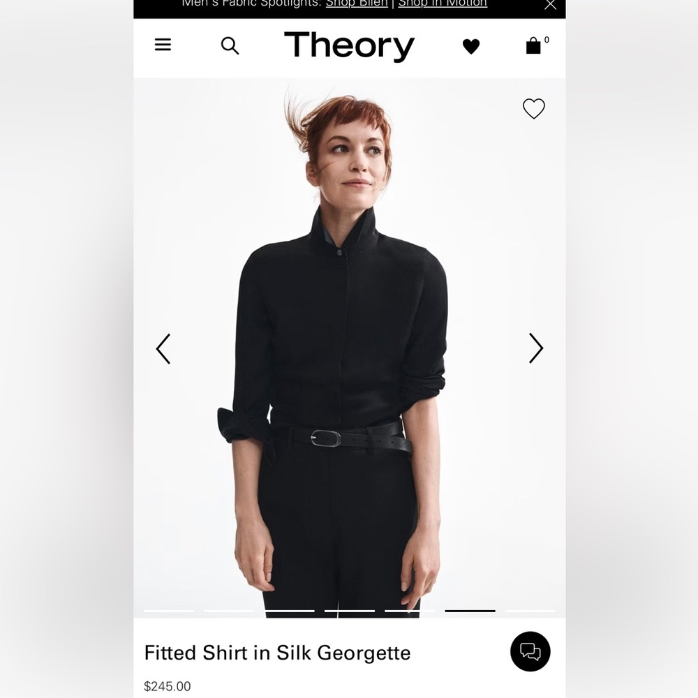 Theory Women's black Fitted Shirt in Silk Georgette